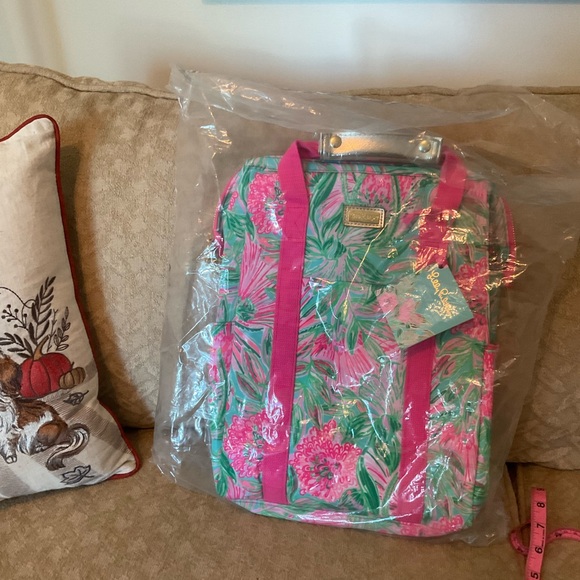 Lilly Pulitzer Floral Pink and Green Insulated Backpack Cooler - Picture 1 of 7